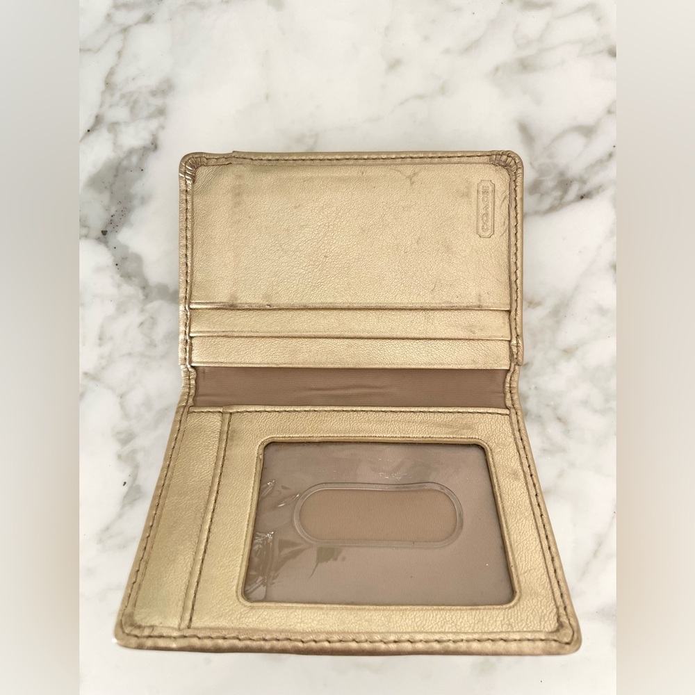 Vintage Coach Signature Card Case Wallet Khaki/Metallic Brown - Picture 4 of 13
